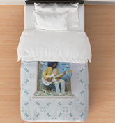 Night Sky Symphony Comforter spread out, showcasing starry design.